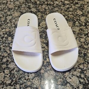 Coach White Slide Sandals
